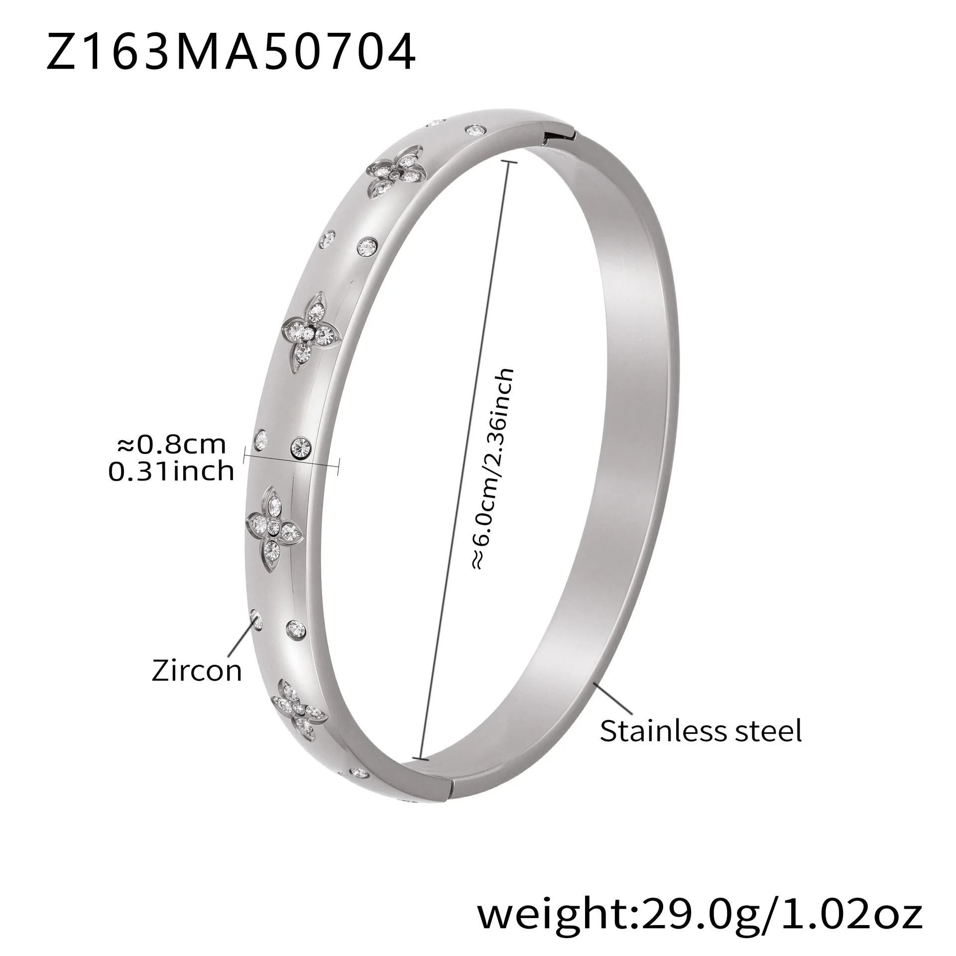 Stainless Steel Geometric Ring And Bracelet Combination Inlaid With Zircon Electroplated - Image 13