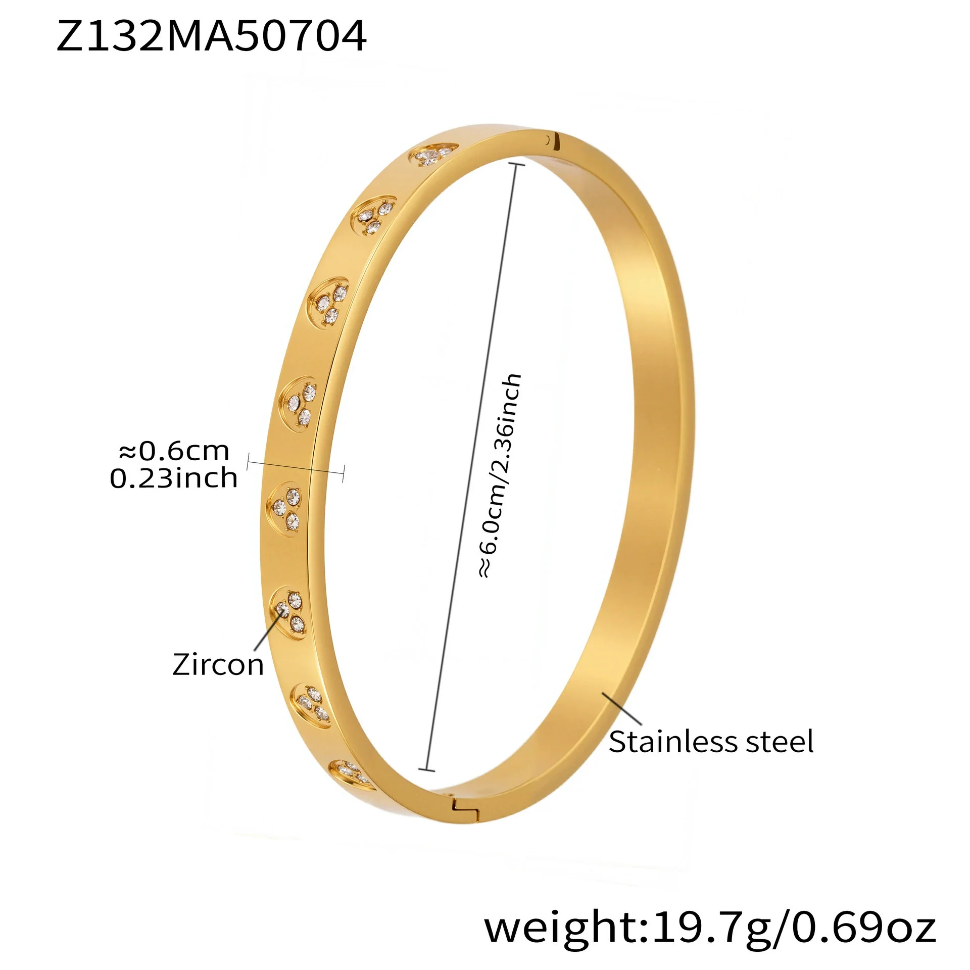 Stainless Steel Geometric Ring And Bracelet Combination Inlaid With Zircon Electroplated - Image 14