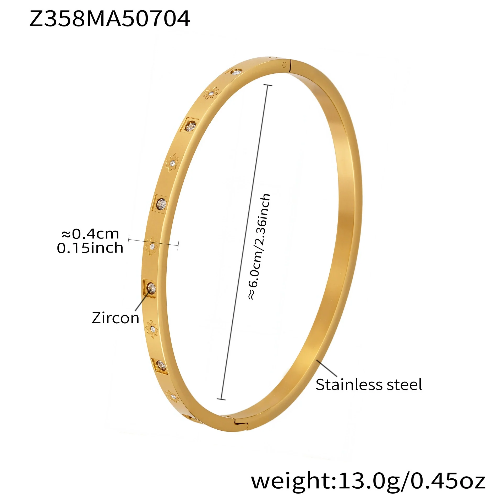 Stainless Steel Geometric Ring And Bracelet Combination Inlaid With Zircon Electroplated - Image 16