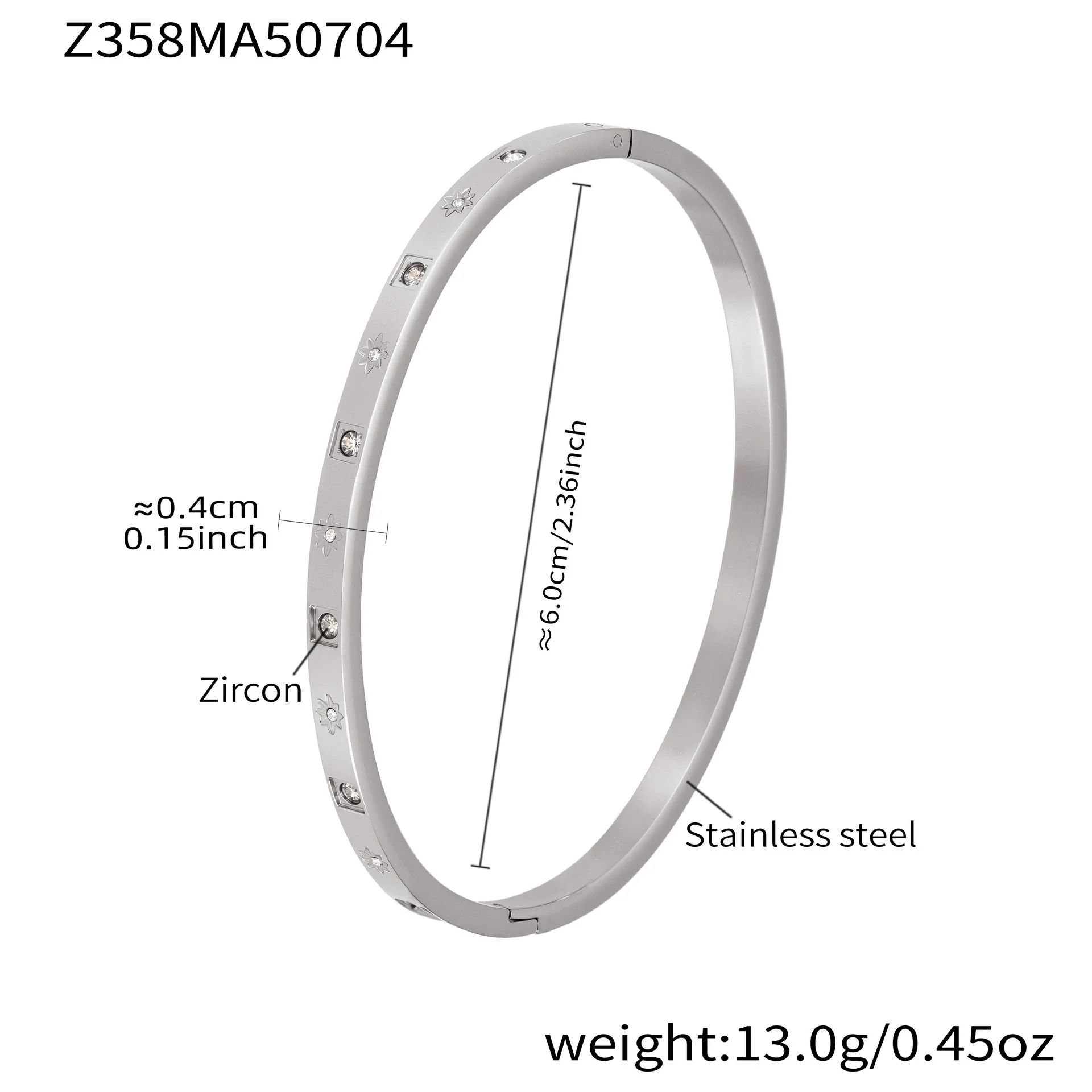 Stainless Steel Geometric Ring And Bracelet Combination Inlaid With Zircon Electroplated - Image 17