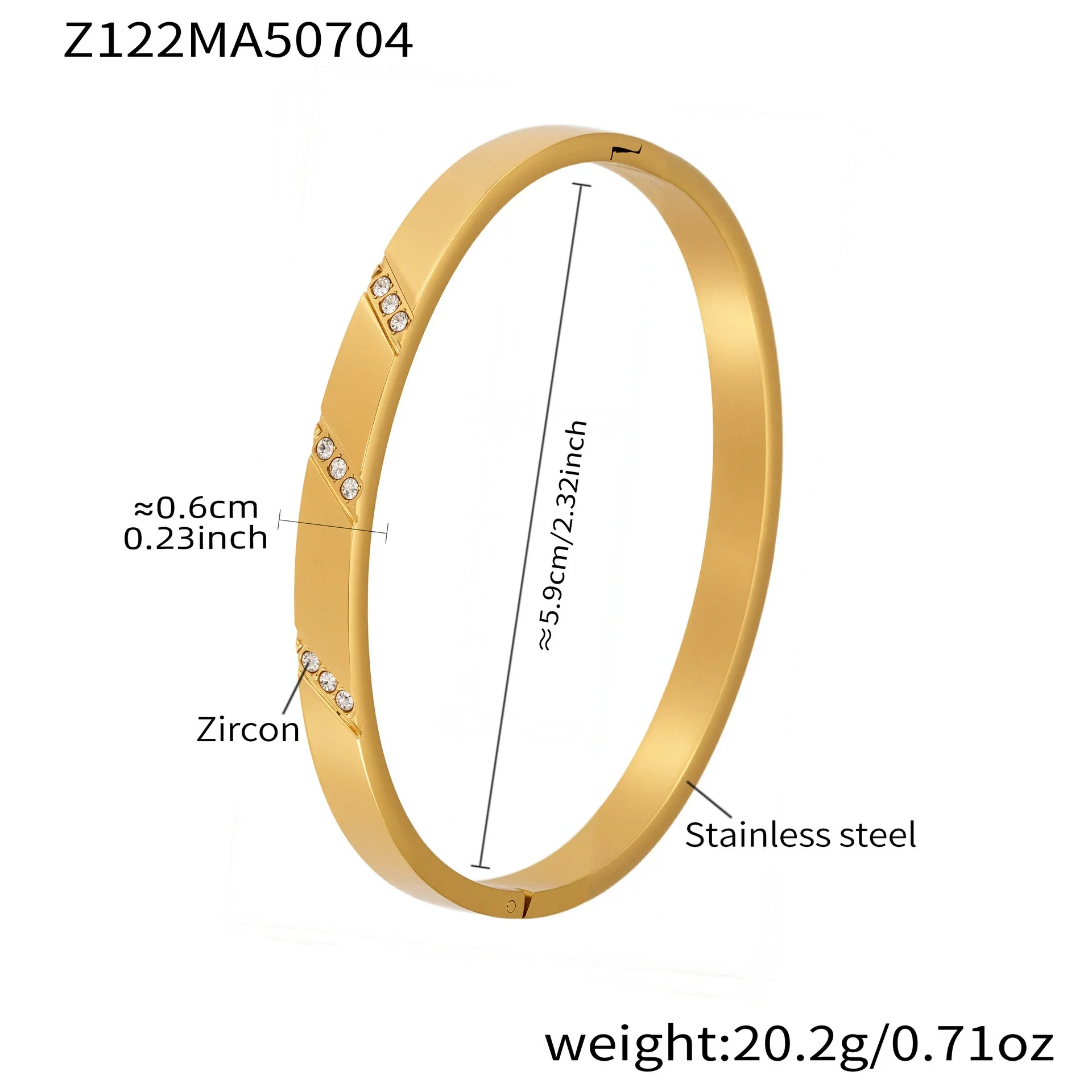 Stainless Steel Geometric Ring And Bracelet Combination Inlaid With Zircon Electroplated - Image 6