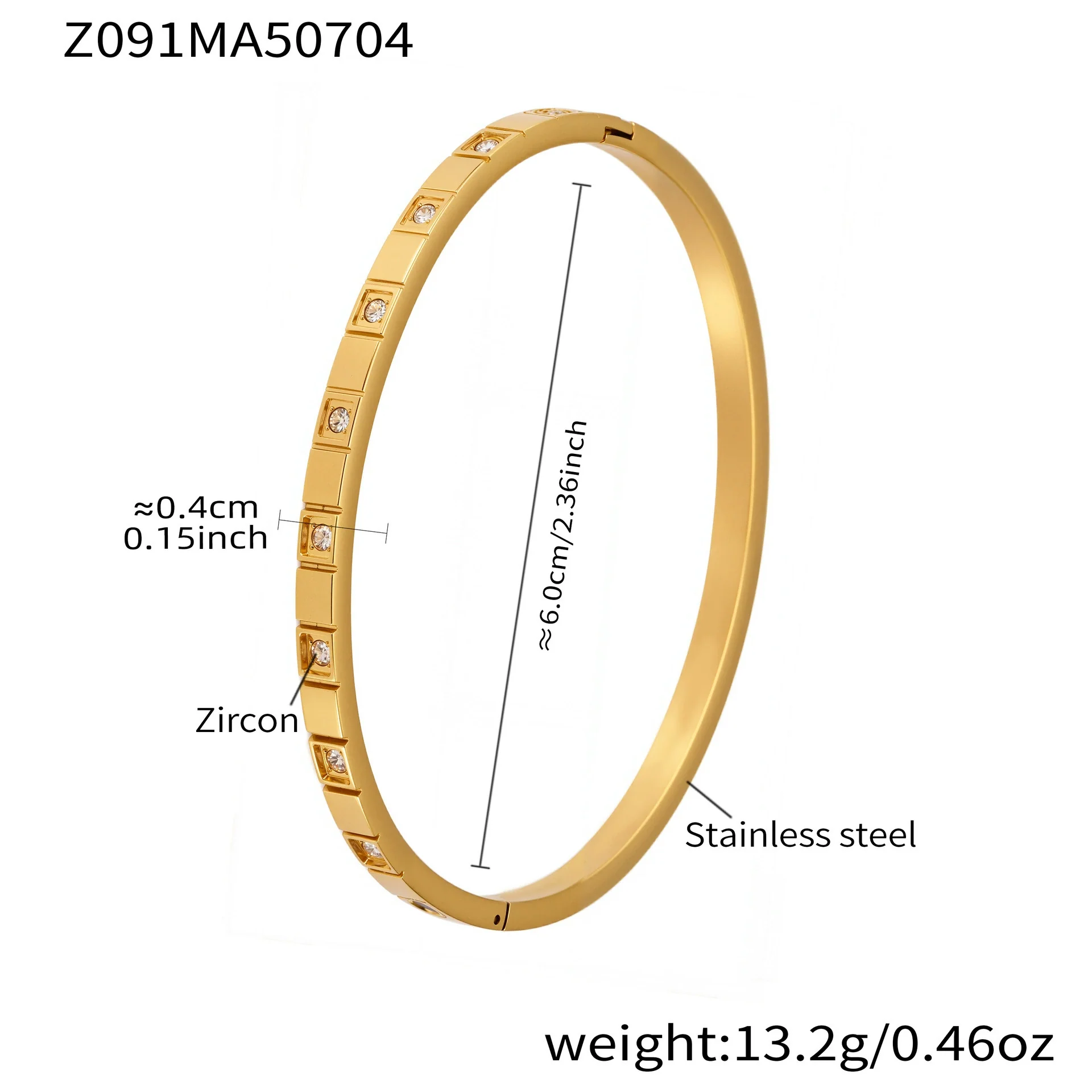 Stainless Steel Geometric Ring And Bracelet Combination Inlaid With Zircon Electroplated - Image 8