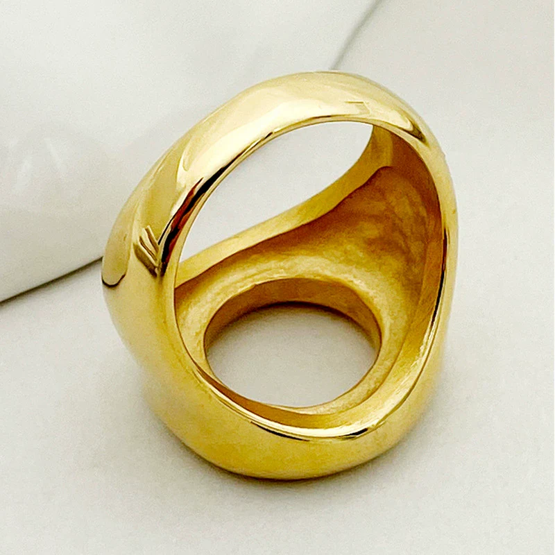 Stainless Steel Geometric Ring Literary Retro Style Electroplated - Image 2