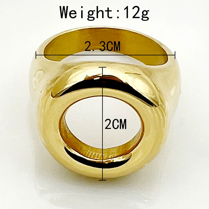 Stainless Steel Geometric Ring Literary Retro Style Electroplated - Image 4