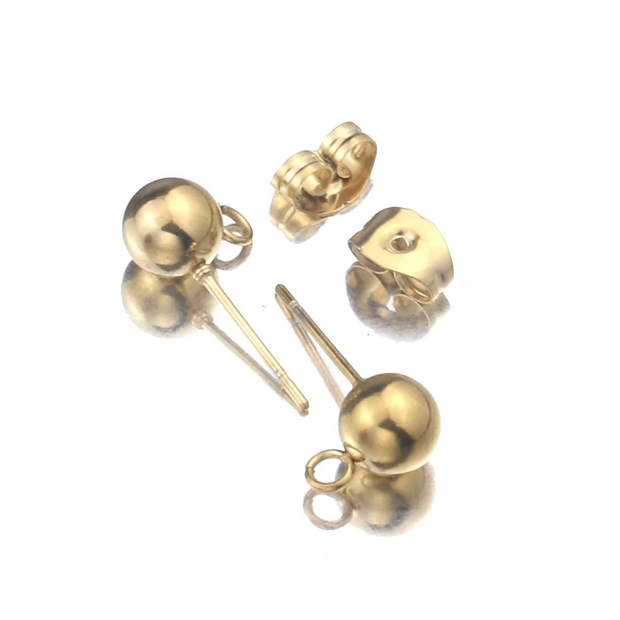 Stainless Steel Geometric Round Bead Welding Pin Hanging Earrings Handmade Jewelry Accessories Electroplated - Image 4