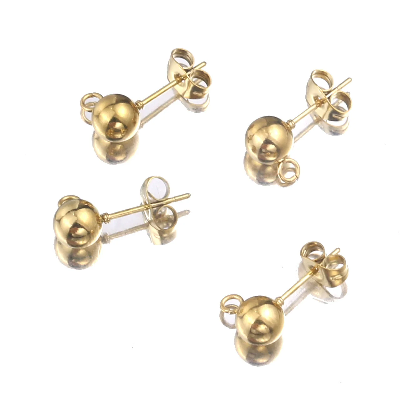 Stainless Steel Geometric Round Bead Welding Pin Hanging Earrings Handmade Jewelry Accessories Electroplated - Image 7
