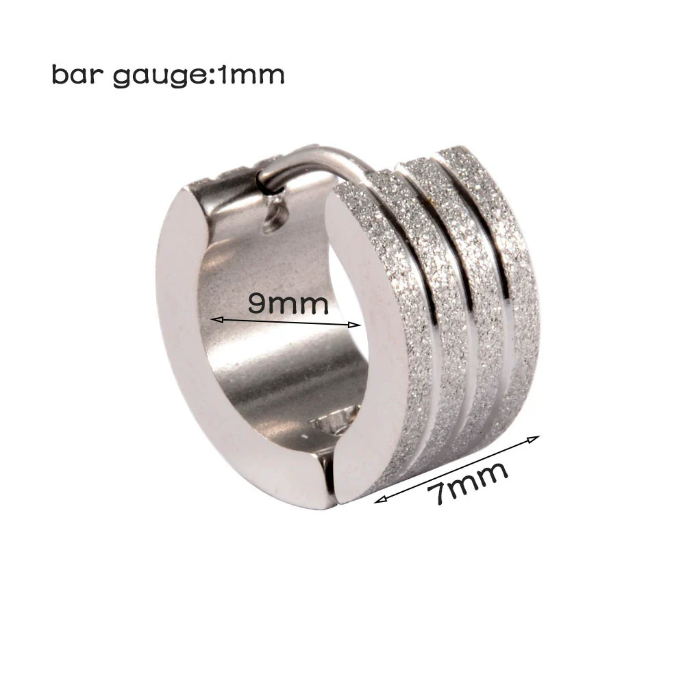 Stainless Steel Geometric Round Frosted Electroplated Unisex Earrings - Image 13