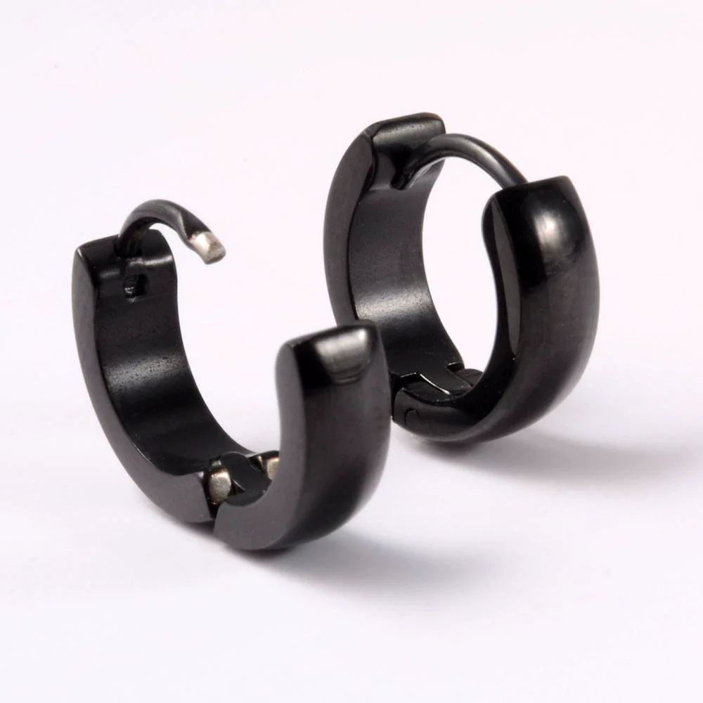 Stainless Steel Geometric Round Frosted Electroplated Unisex Earrings - Image 3