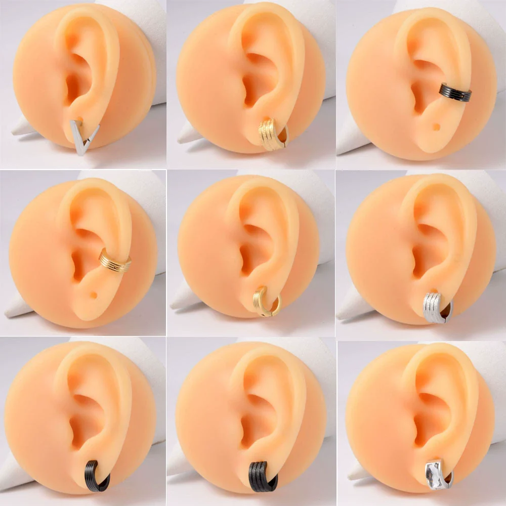 Stainless Steel Geometric Round Frosted Electroplated Unisex Earrings - Image 4