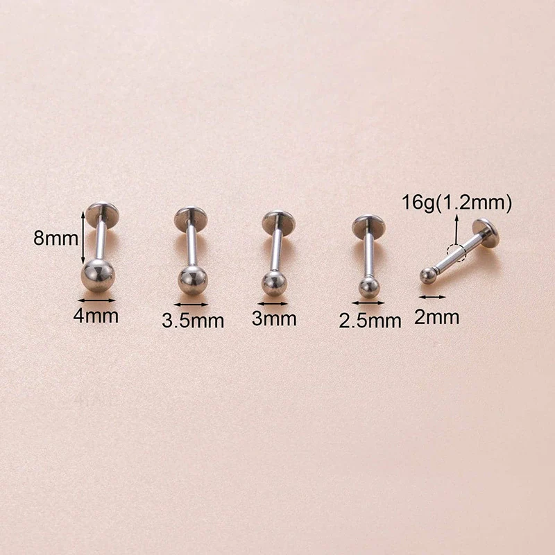 Stainless Steel Geometric Spherical Inserted Pin Rod Lip Nail Ear Bone Nail Cartilage Earrings Puncture Jewelry With Electroplating - Image 6