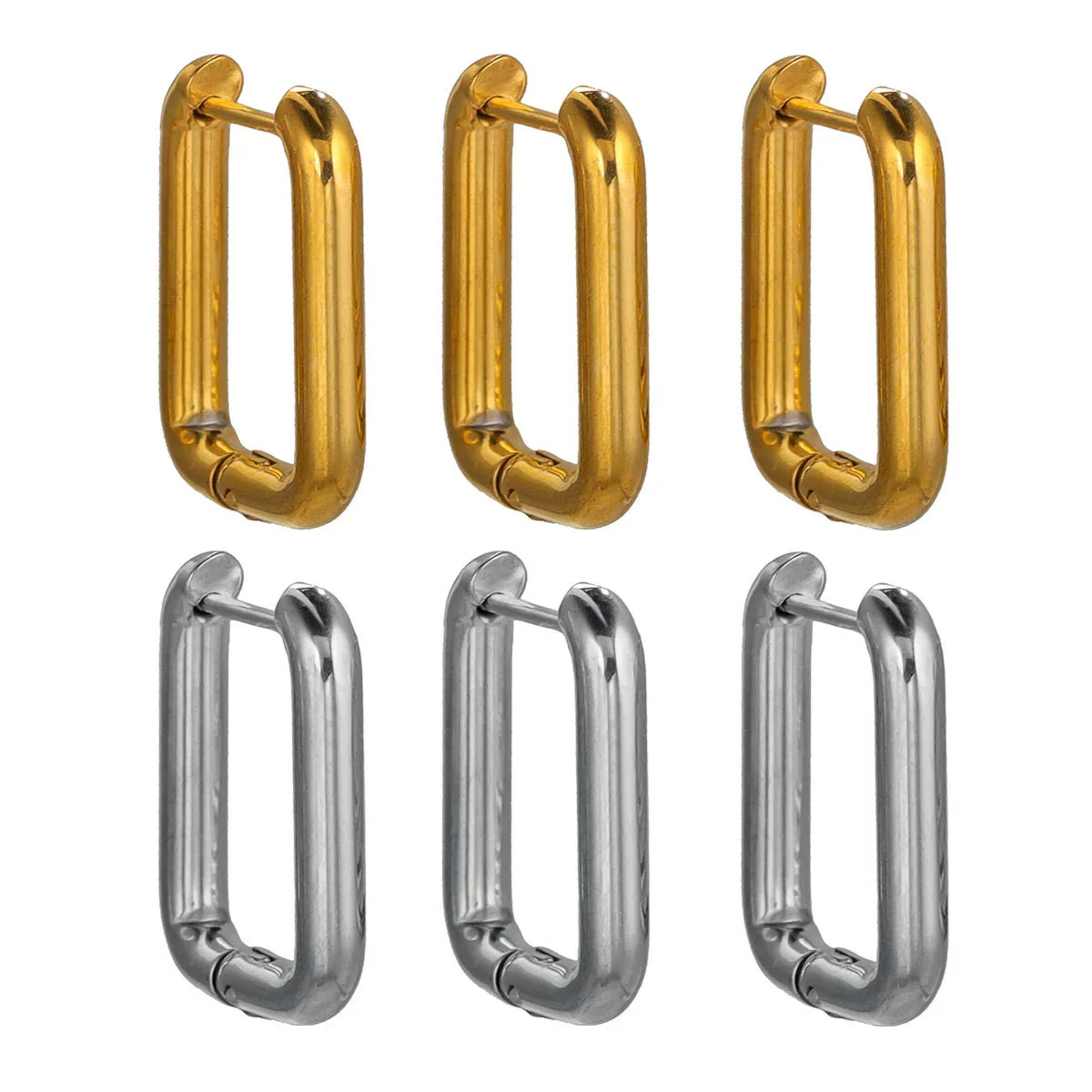 Stainless Steel Geometric Square Rectangular Earring Buckle Diy Jewelry Accessories Vacuum Plated Waterproof Simple Fashion