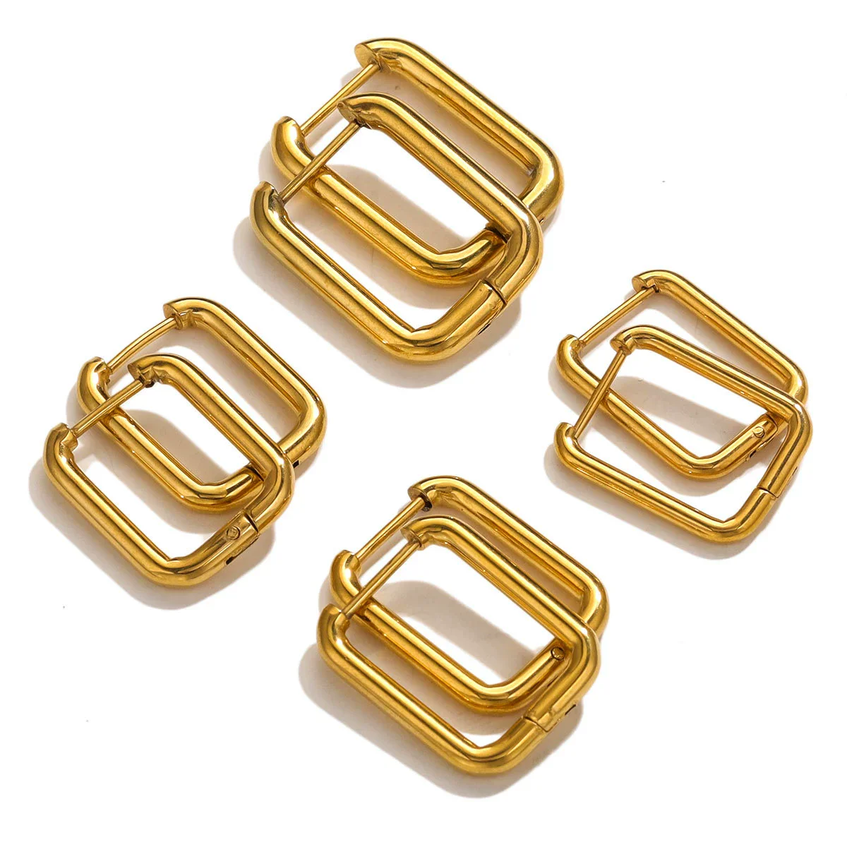 Stainless Steel Geometric Square Rectangular Earring Buckle Diy Jewelry Accessories Vacuum Plated Waterproof Simple Fashion - Image 3