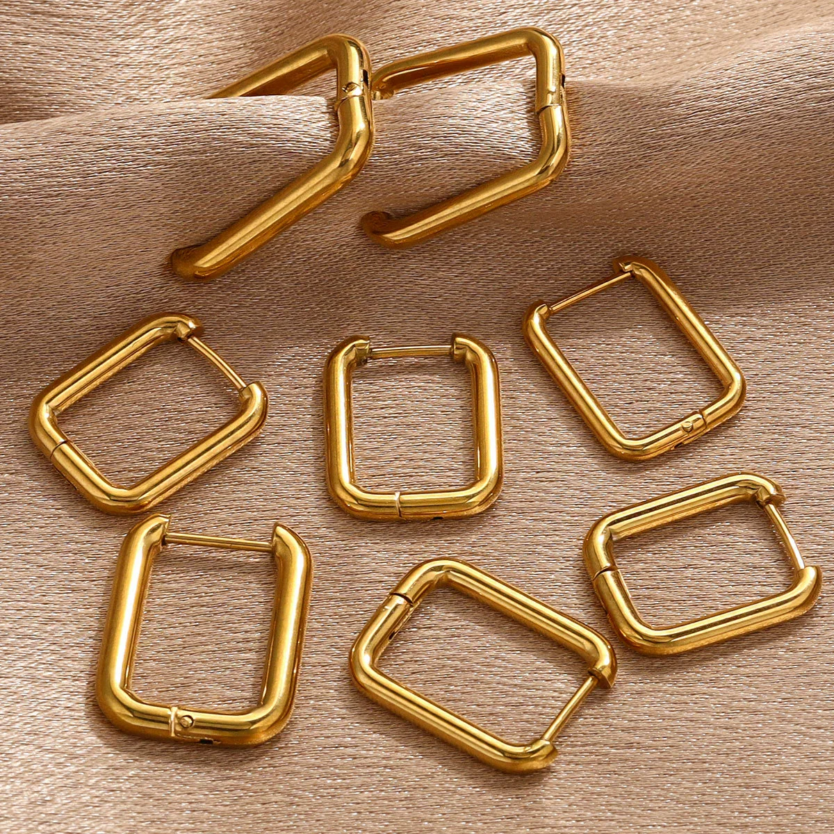 Stainless Steel Geometric Square Rectangular Earring Buckle Diy Jewelry Accessories Vacuum Plated Waterproof Simple Fashion - Image 4