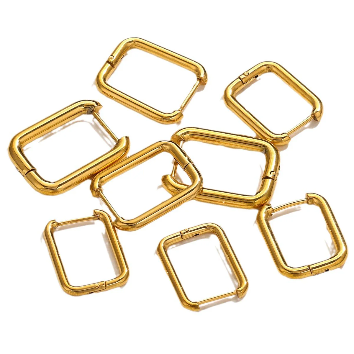 Stainless Steel Geometric Square Rectangular Earring Buckle Diy Jewelry Accessories Vacuum Plated Waterproof Simple Fashion - Image 5