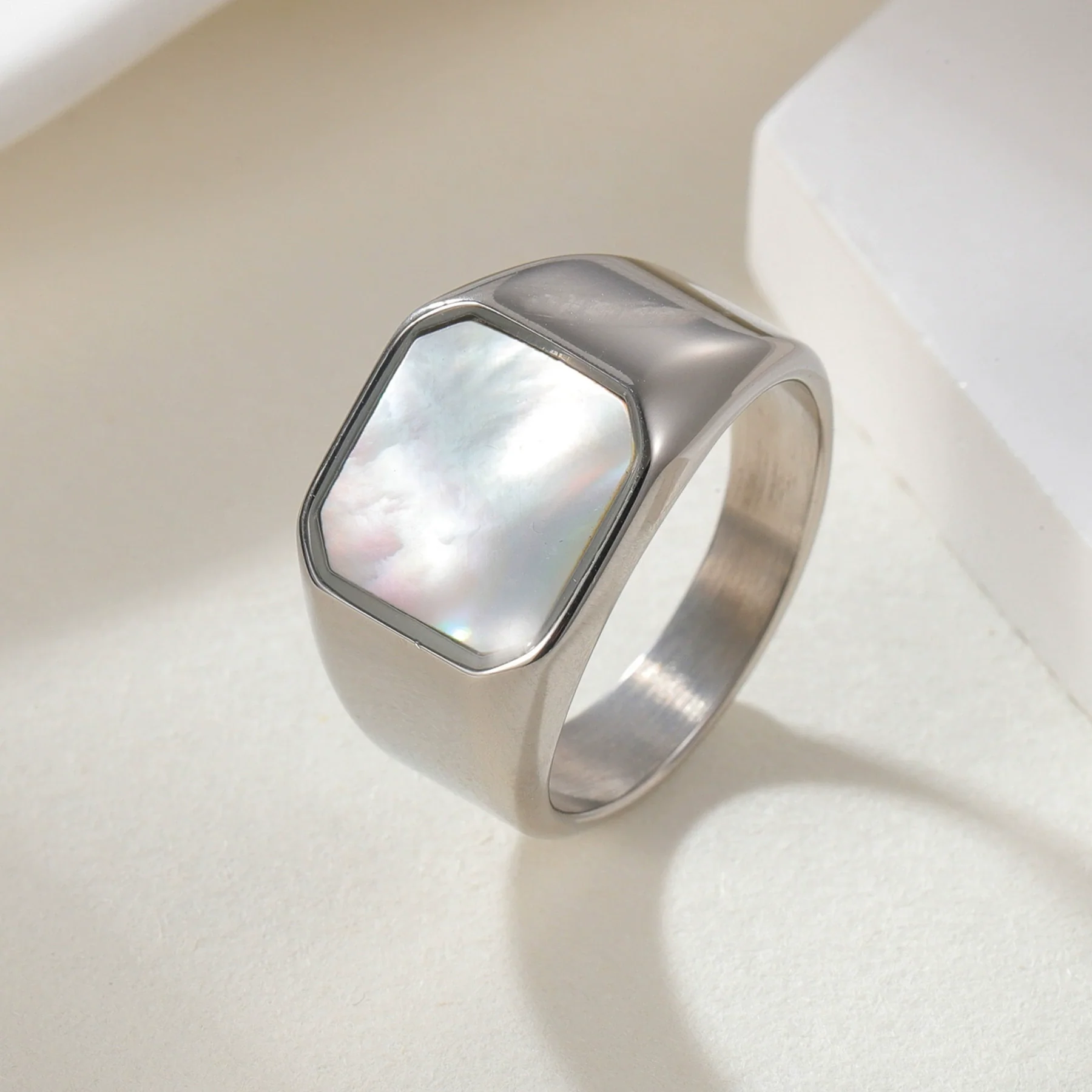 Stainless Steel Geometric Square Ring Electroplating Men's Jewelry - Image 3