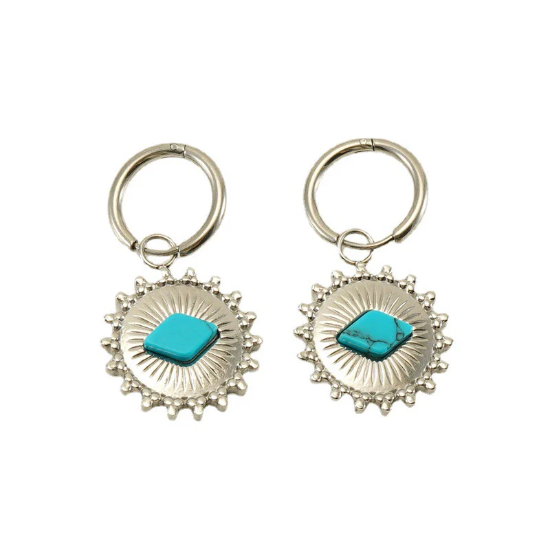 316L Stainless Steel Geometric Sunflower Earrings Electroplated For Women - Image 5