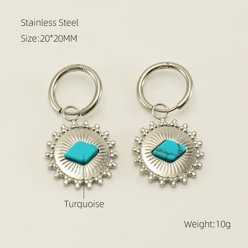 316L Stainless Steel Geometric Sunflower Earrings Electroplated For Women - Image 9