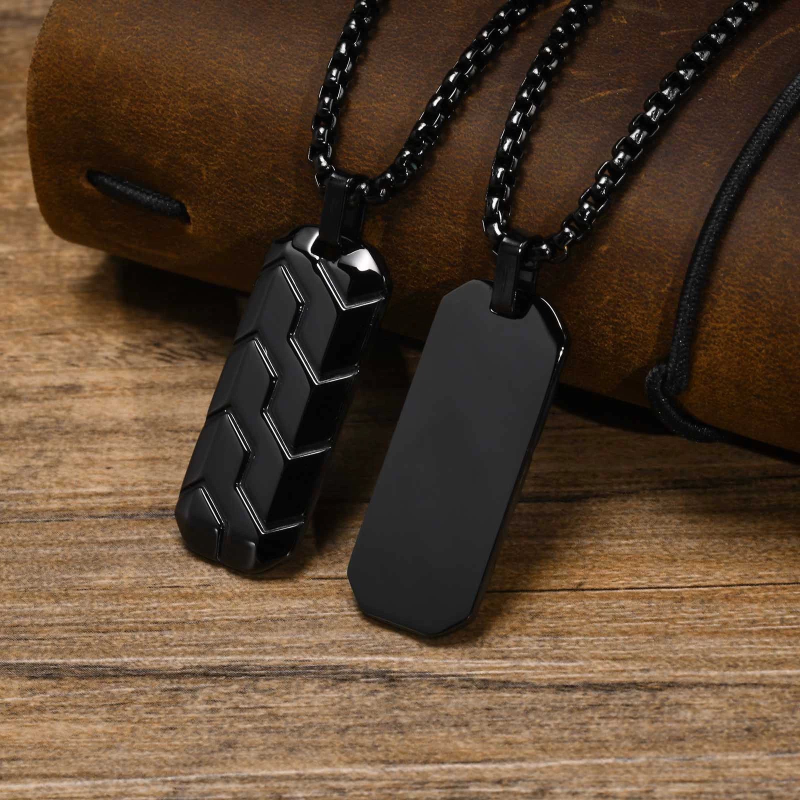 Stainless Steel Geometric Tire Pattern Men's Pendant Necklace Electroplating - Image 3