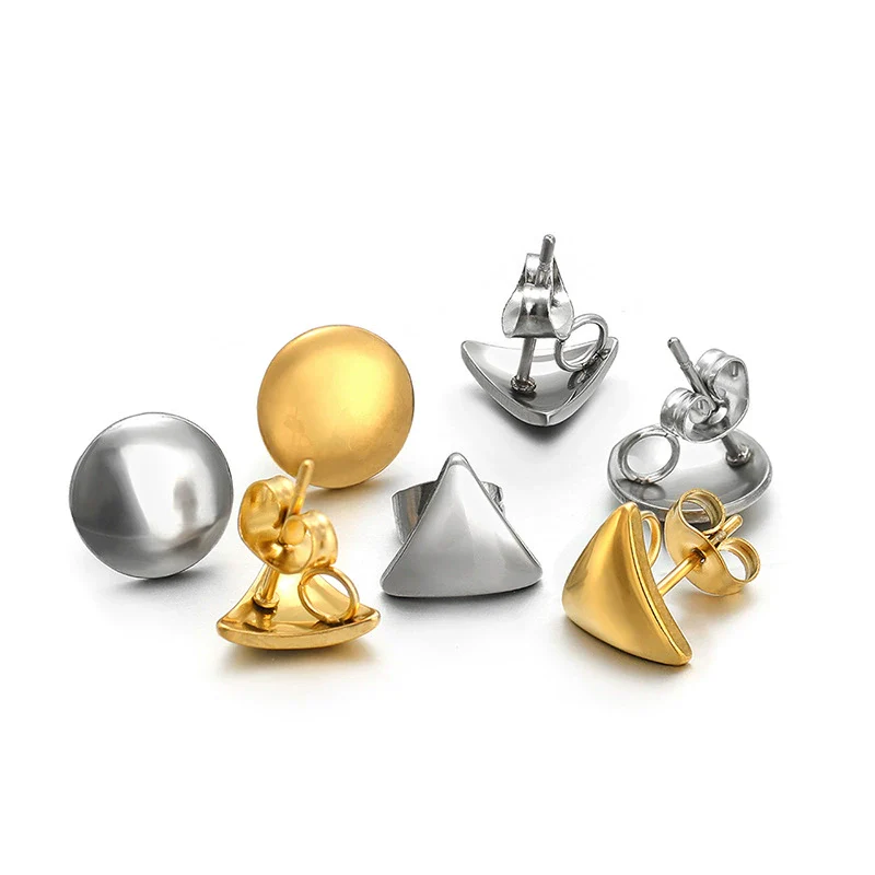 Stainless Steel Geometric Triangle 18K Vacuum Plated Solid Color Earrings Jewelry Accessories