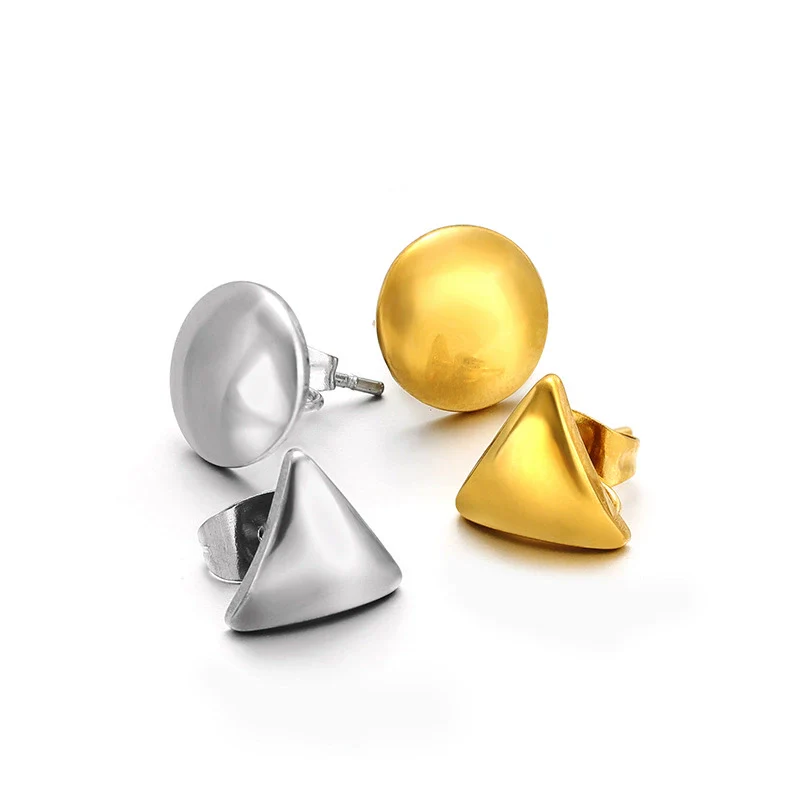 Stainless Steel Geometric Triangle 18K Vacuum Plated Solid Color Earrings Jewelry Accessories - Image 5