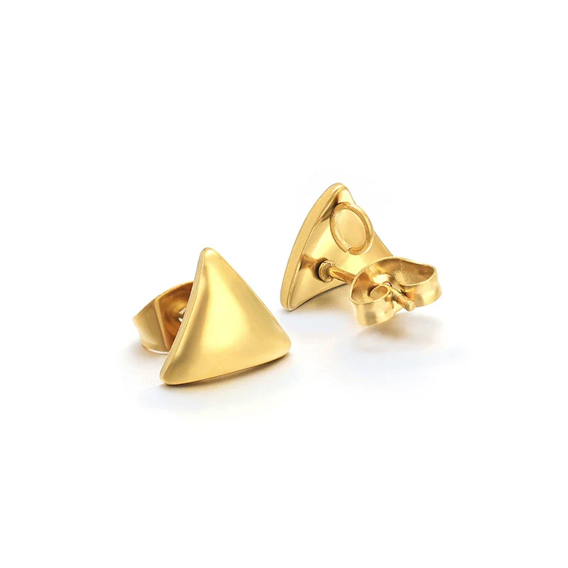 Stainless Steel Geometric Triangle 18K Vacuum Plated Solid Color Earrings Jewelry Accessories - Image 7