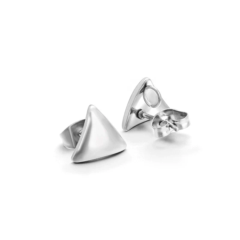 Stainless Steel Geometric Triangle 18K Vacuum Plated Solid Color Earrings Jewelry Accessories - Image 9