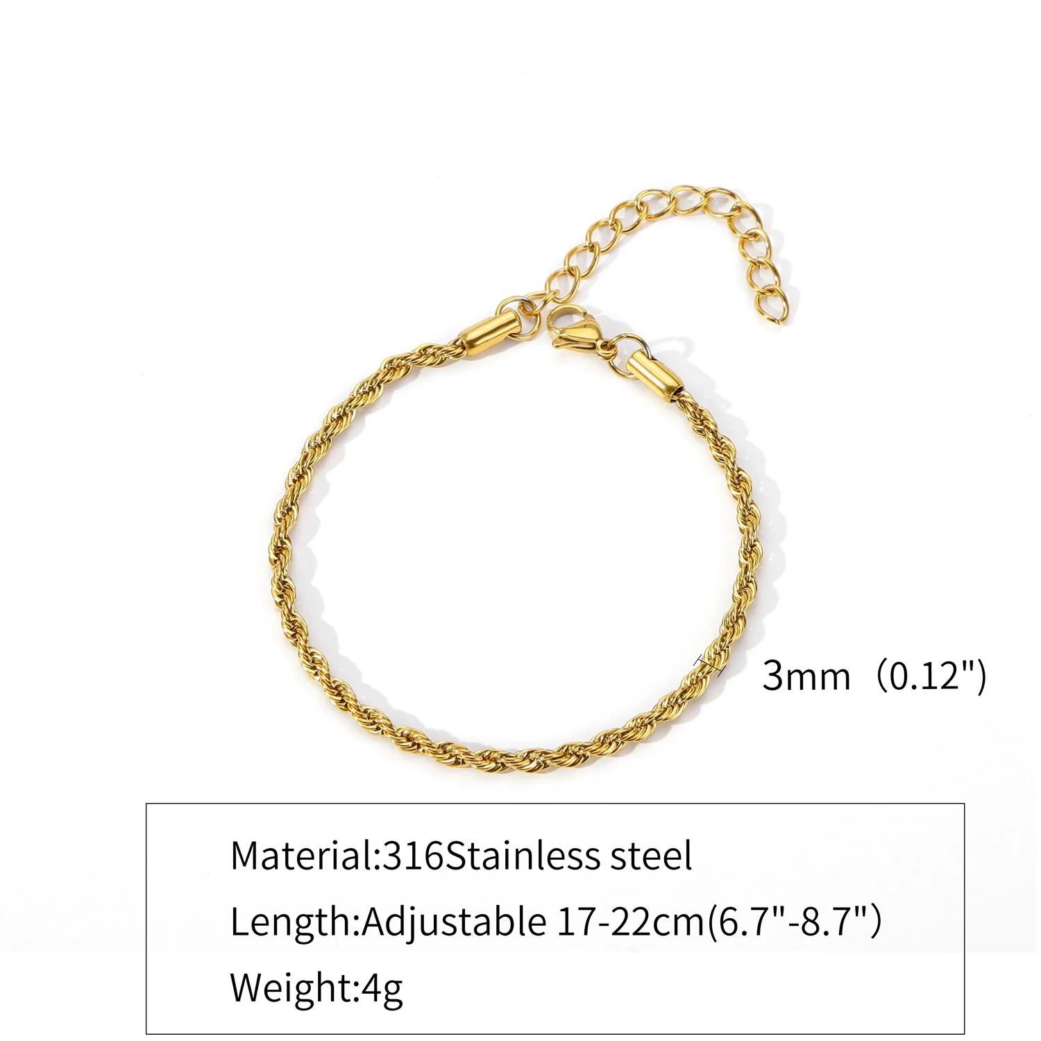 Stainless Steel Geometric Twist Chain Necklace And Bracelet Electroplated - Image 7