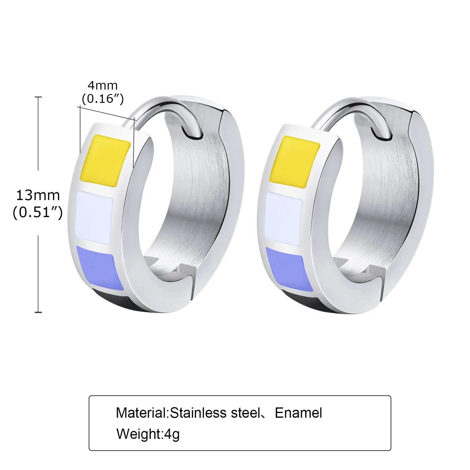 Stainless Steel Geometric Ushaped Colorful Earrings - Image 6