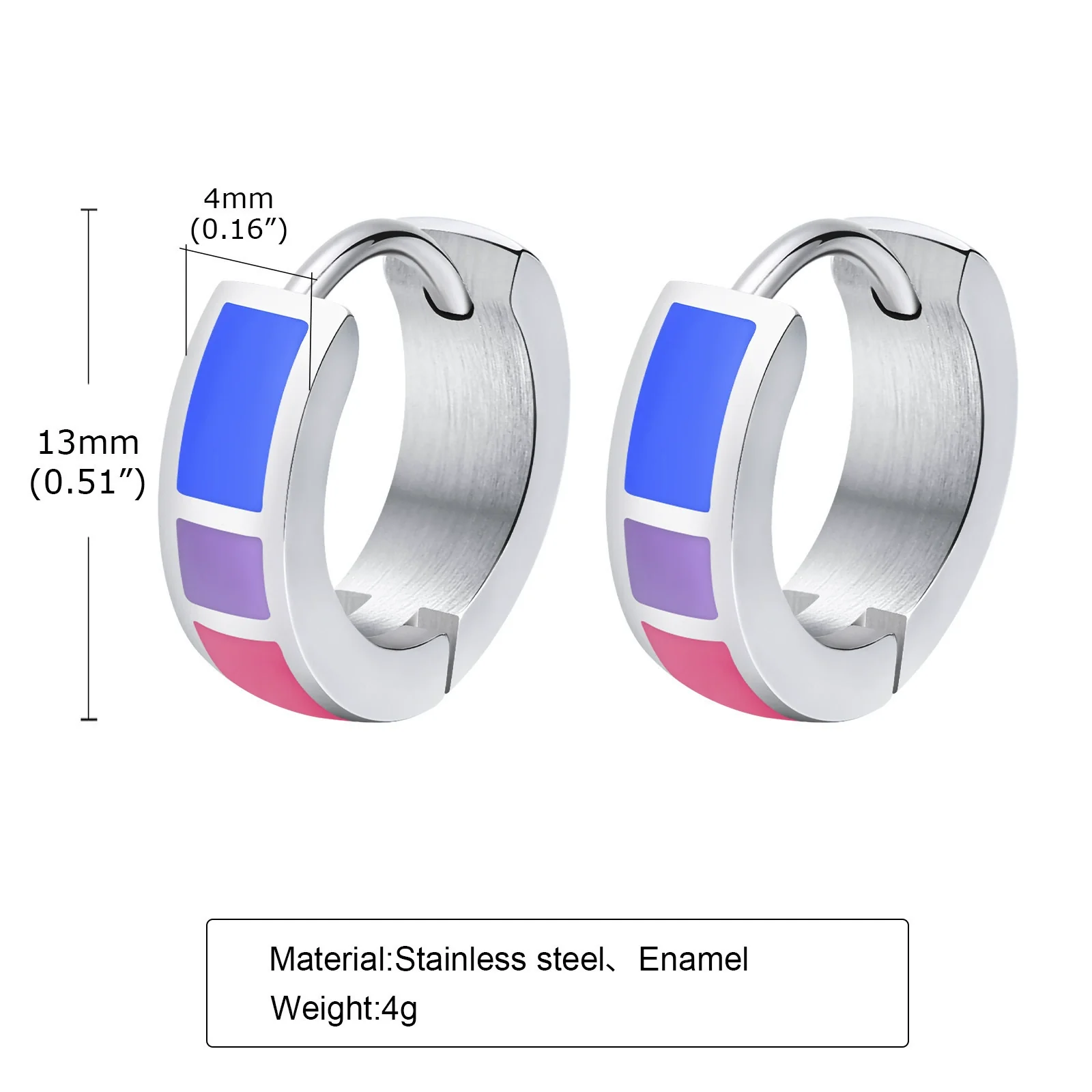 Stainless Steel Geometric Ushaped Colorful Earrings - Image 7
