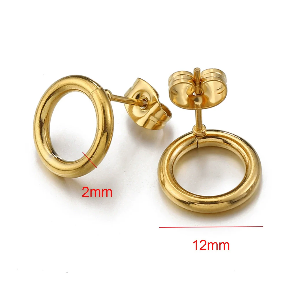 Stainless Steel Geometric Water Drop And Round Earrings Handmade With Electroplating - Image 17