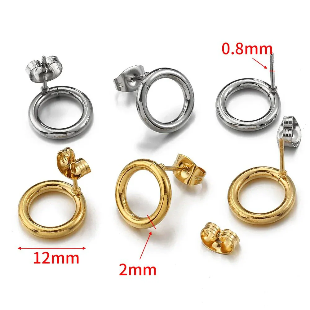 Stainless Steel Geometric Water Drop And Round Earrings Handmade With Electroplating - Image 4