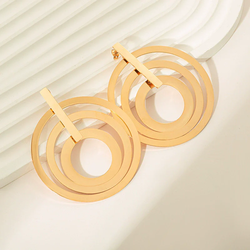 Stainless Steel Geometric Wind Chimes Tassel Earrings For Women With Electroplating Treatment - Image 4