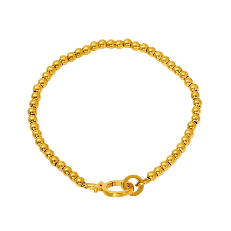 316L Stainless Steel Geometric Women's Bracelet With Electroplating And Round Buckle Steel Ball Design - Image 5