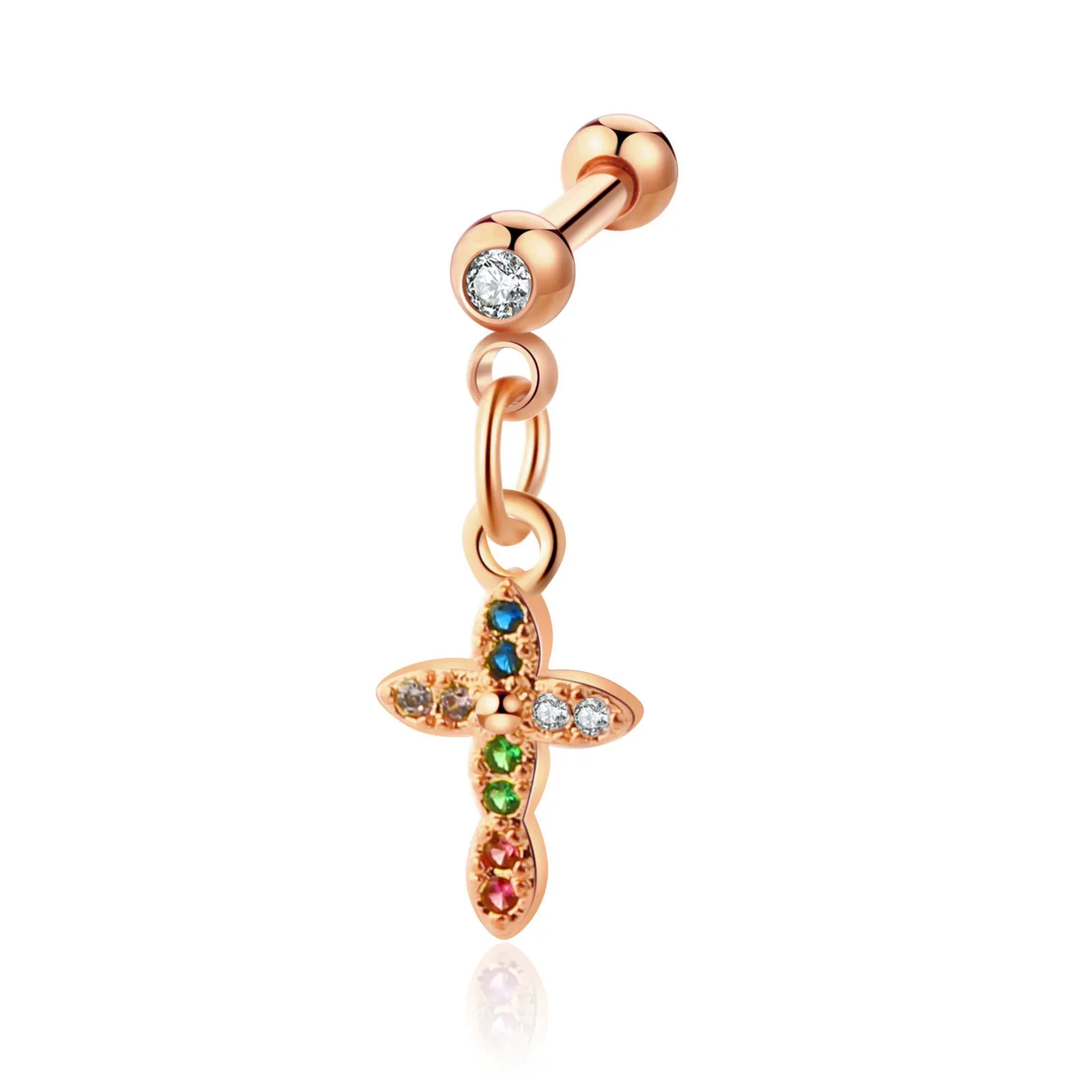 Stainless Steel Geometric Zircon Pendant Electroplating Fashion Earrings - Image 20