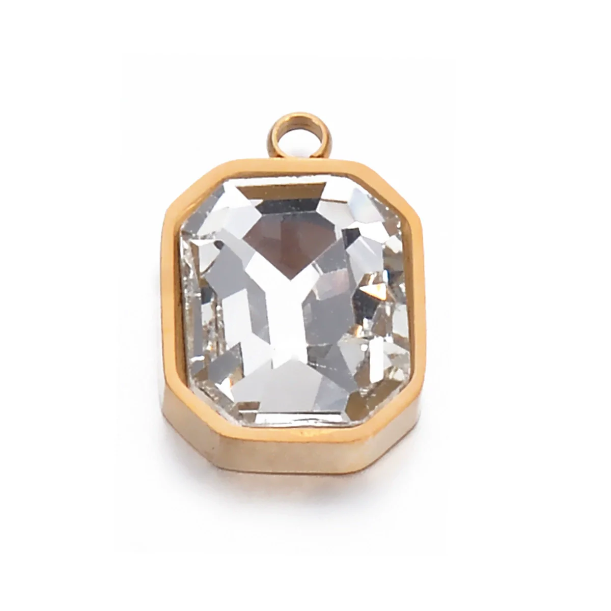 Stainless Steel Glass Crystal Pendant Jewelry Accessories Rectangular Octagonal Square Electroplated - Image 11