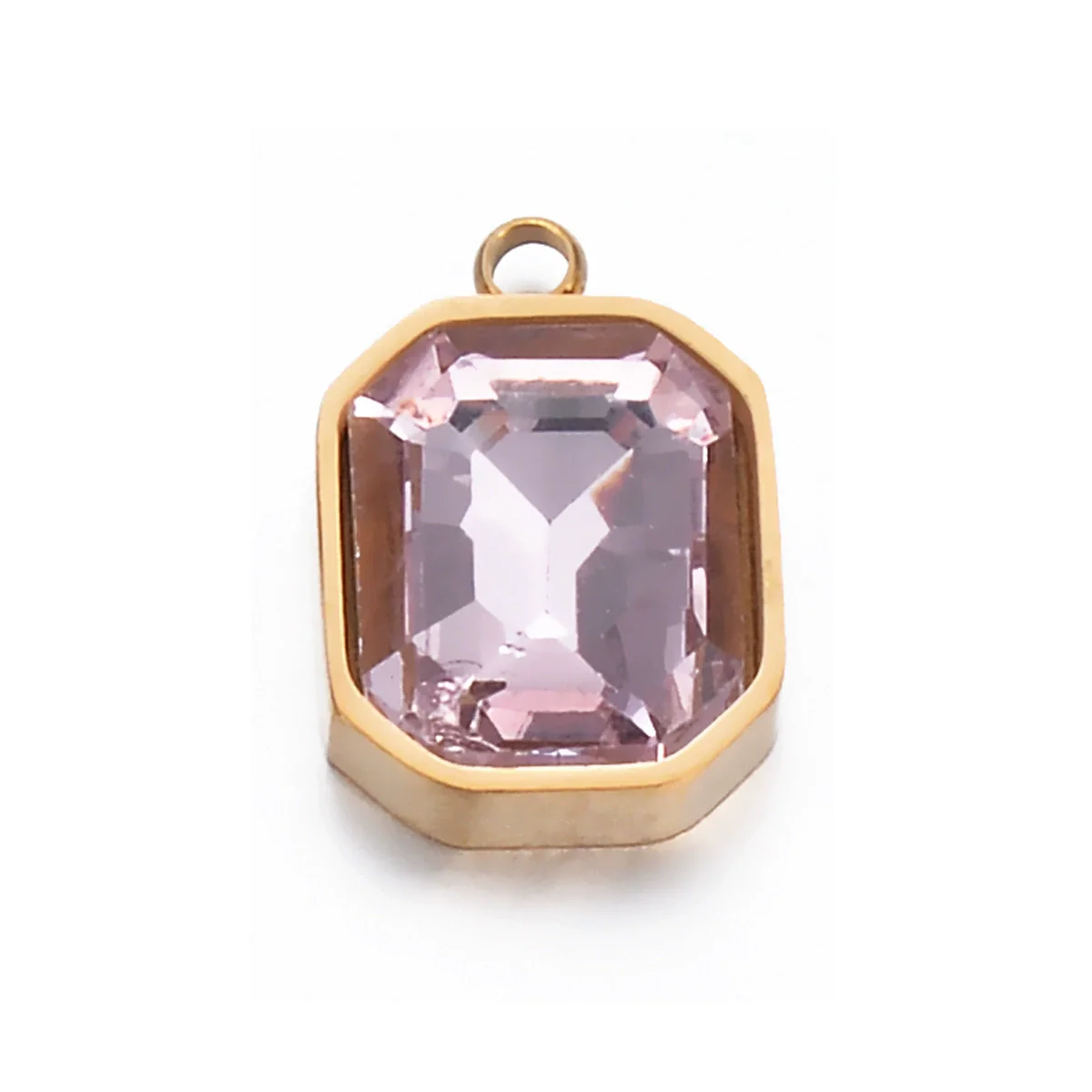 Stainless Steel Glass Crystal Pendant Jewelry Accessories Rectangular Octagonal Square Electroplated - Image 6