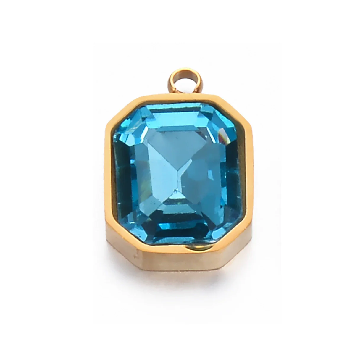 Stainless Steel Glass Crystal Pendant Jewelry Accessories Rectangular Octagonal Square Electroplated - Image 9
