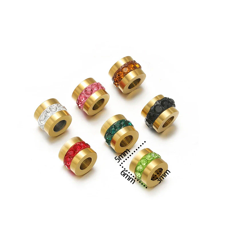 Stainless Steel Glossy Rhinestone Spacer Beads For Bracelet Electroplated Jewelry - Image 3