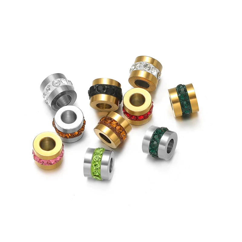 Stainless Steel Glossy Rhinestone Spacer Beads For Bracelet Electroplated Jewelry - Image 5