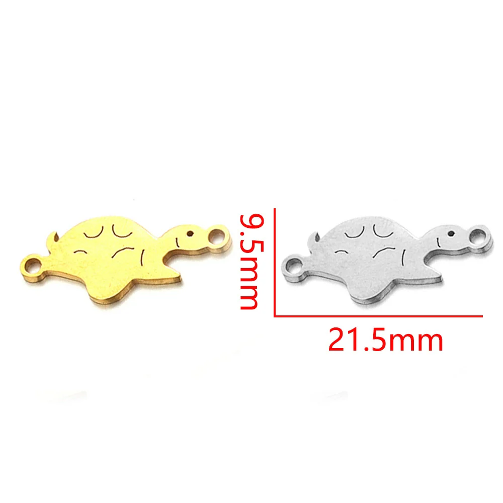 Stainless Steel Gold Plated Bear Paw Feather Dinosaur Double Hole Pendant Connector Jewelry Accessories Electroplated Cartoon Style - Image 10