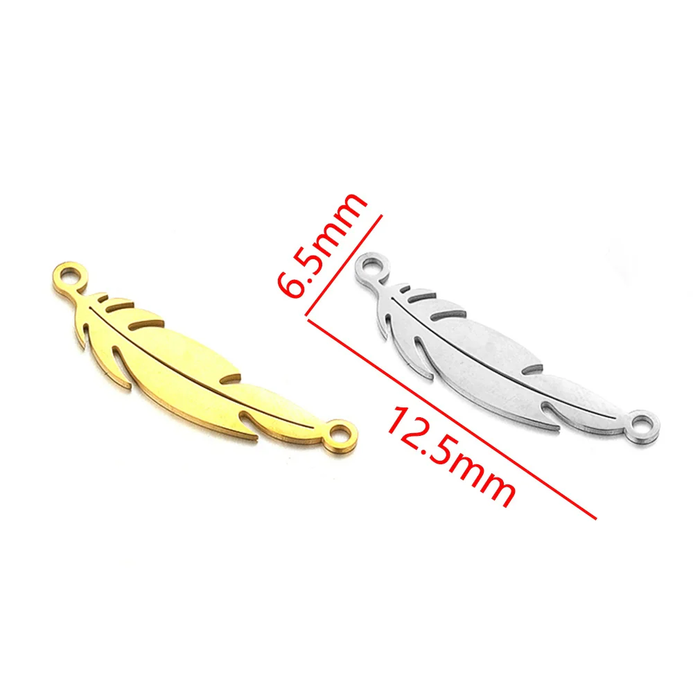 Stainless Steel Gold Plated Bear Paw Feather Dinosaur Double Hole Pendant Connector Jewelry Accessories Electroplated Cartoon Style - Image 12