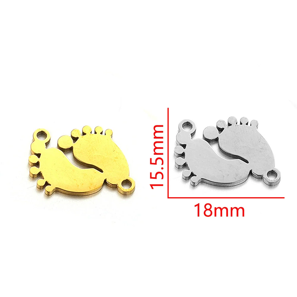 Stainless Steel Gold Plated Bear Paw Feather Dinosaur Double Hole Pendant Connector Jewelry Accessories Electroplated Cartoon Style - Image 7