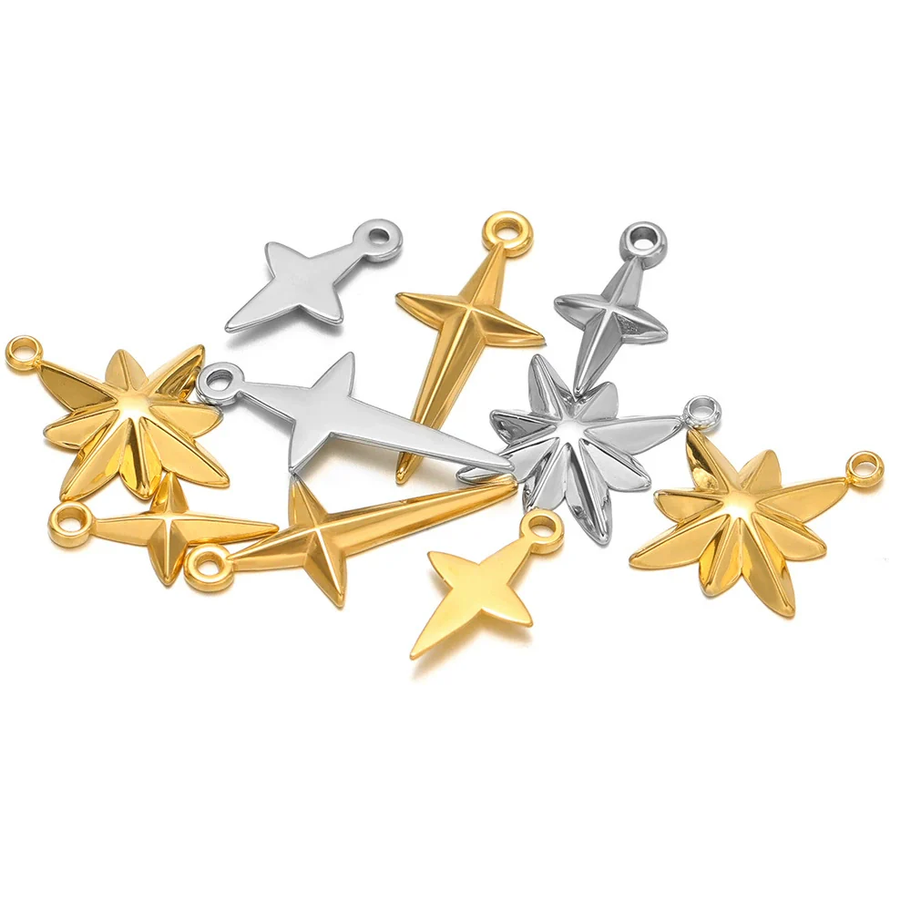 Stainless Steel Gold Plated Eightpointed Star And Cross Pendant Jewelry Accessories - Image 5