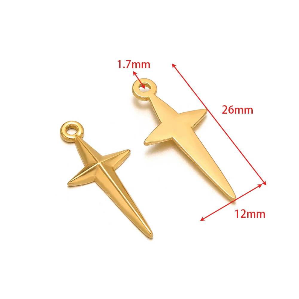 Stainless Steel Gold Plated Eightpointed Star And Cross Pendant Jewelry Accessories - Image 8