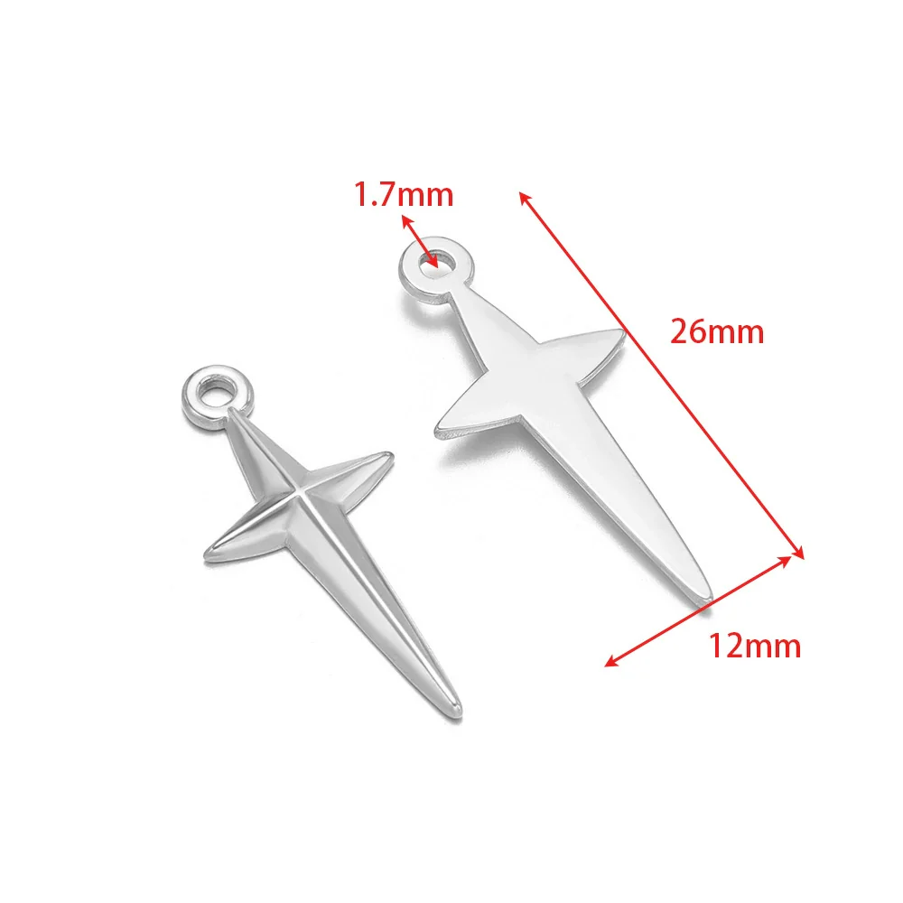 Stainless Steel Gold Plated Eightpointed Star And Cross Pendant Jewelry Accessories - Image 9