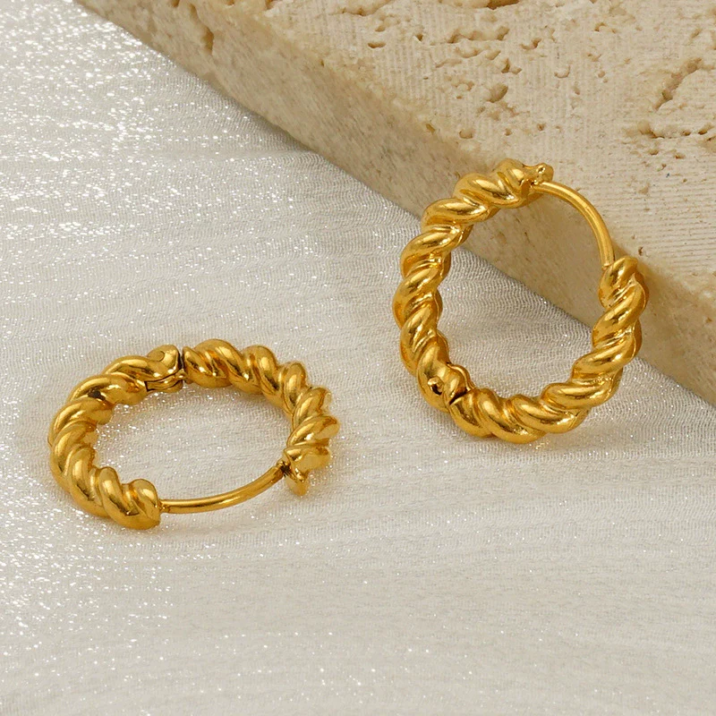 316L Stainless Steel Gold Plated Geometric Earrings For Women Minimalist Design - Image 2