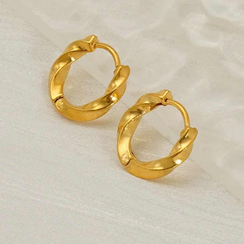 316L Stainless Steel Gold Plated Geometric Earrings For Women Minimalist Design - Image 4