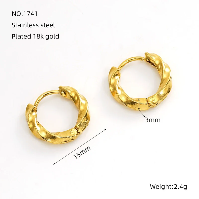 316L Stainless Steel Gold Plated Geometric Earrings For Women Minimalist Design - Image 7