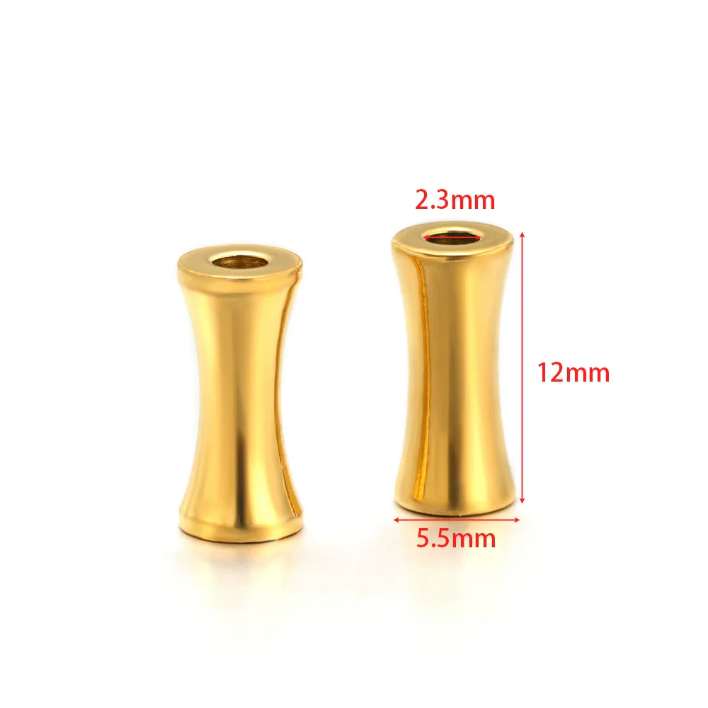 Stainless Steel Gold Plated Mesh Embossed Tube Beads Bone Hole Beads Diy Fashion Necklace Bracelet Beaded Accessories - Image 9