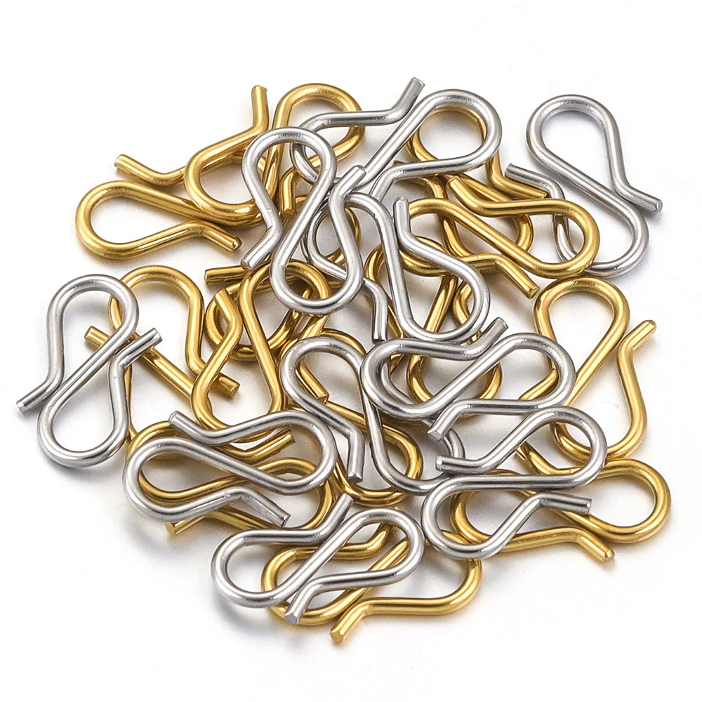 Stainless Steel Gold Plated Sshaped Fish Pattern Buckle Hook Jewelry Making Bracelet Necklace Connector